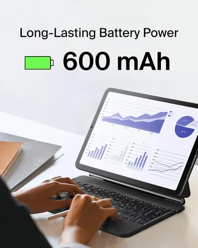 Vista 6 de Funda de teclado Belkin Pro con soporte magnético, teclado Bluetooth retroiluminado, controles multi-gestuales, compatibilidad de almacenamiento