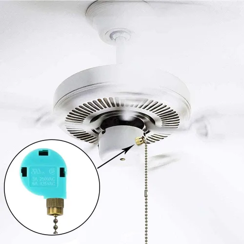 Vista 3 de Interruptor de ventilador de techo ZE-268S6 de 3 velocidades de 4 alambres de bronce Zing Ear para ventiladores de techo lámparas y luces de pared