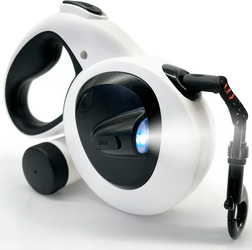 Vista 5 de AVANTO - Correa retráctil para perro con linterna, correa de seguridad nocturna LED resistente de 16 pies para perros de hasta 110 libras - 360° sin