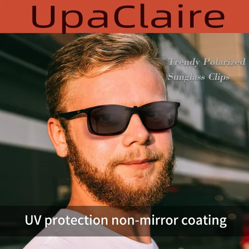 Vista 2 de Lentes de sol polarizados con clip, protección UV, antirreflejos, clip de metal pequeño, para conducirpescarexteriores, unisex, color negro