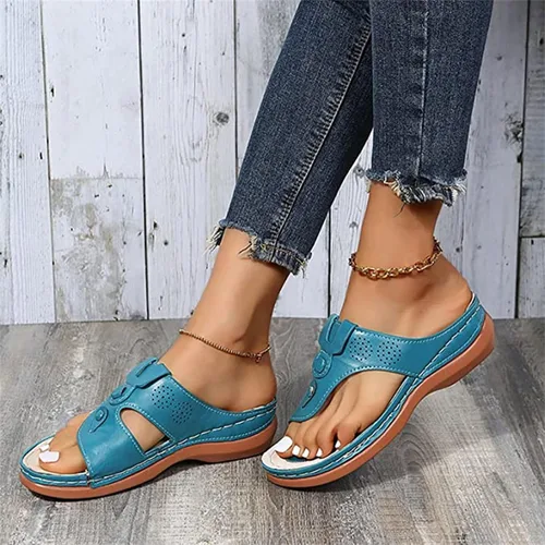 Vista 41 de Ladmiple Sandalias ortopédicas florales de moda 2023 con soporte de arco, zapatillas romanas casuales con puntera abierta