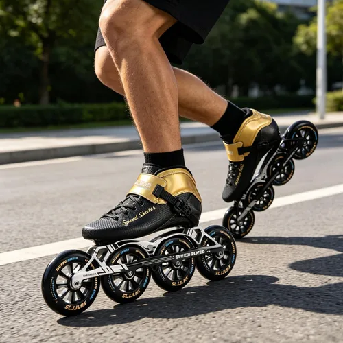 Vista 5 de Patines de velocidad en línea para adultos para hombres y mujeres, patines profesionales de fitness y carreras para adultos, patinaje de alto Negro