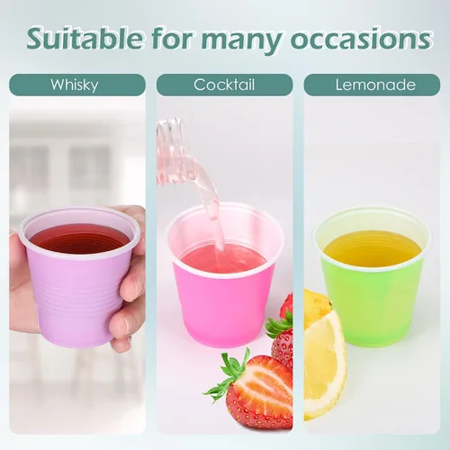 Vista 5 de Eaasty Paquete de 500 vasos de plástico de 3 onzas a granel desechables para baño, vasos de plástico coloridos, vasos de plástico para fiestas