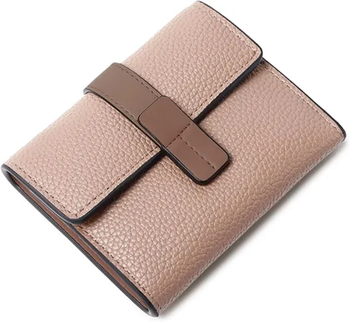 Vista 3 de AOXONEL Billetera pequeña de cuero para mujer, billetera Rfid para mujer, billetera triple plegable, compacta con ranuras para tarjetas y bolsillo