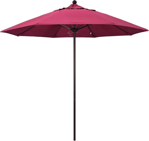 Vista 5 de California Umbrella ALTO908117-5410 Venture Series - Sombrilla comercial para patio, 9 pies redonda, color azul aire Sunbrella