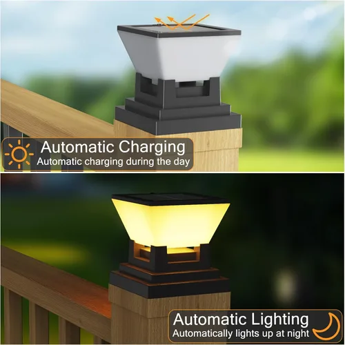 Vista 6 de Luces solares para tapa de poste – Paquete de 2 luces solares para postes de madera y vinilo de 4 x 4, 5 x 5, 6 x 6 pulgadas, impermeable IP65