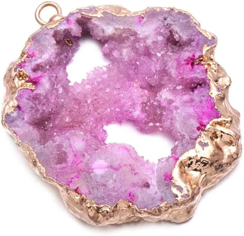 Vista 5 de 5 dijes naturales de ágata irregular, geoda, cuarzo, cristal druzy, colgante para collares, fabricación de joyas