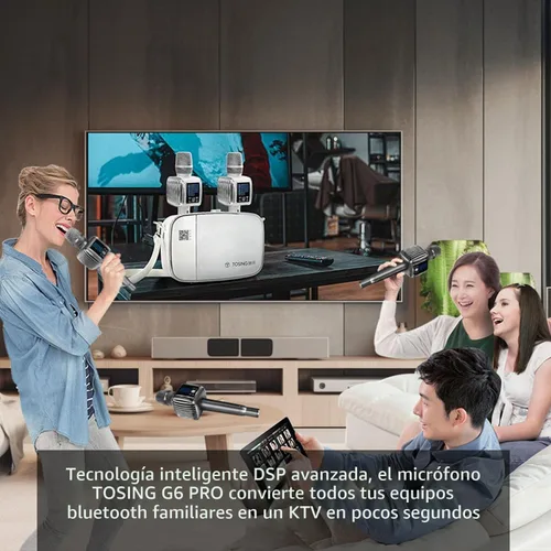 Vista 7 de TOSING G6 Pro - Máquina de karaoke para adultos y niños, altavoz Bluetooth de 20 W con LCD, micrófonos inalámbricos