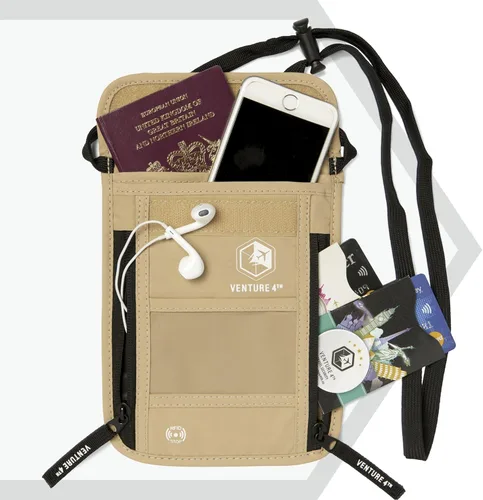 Vista 2 de Venture 4th bolsa de cuello de viaje con traba RFID