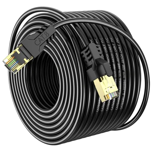 Vista 16 de Cable Ethernet Cat 8 de 3 pies, 6 pies, 10 pies, 20 pies, 40 pies, 50 pies, 100 pies, 150 pies, 40 pies, 40 Gbps, 2000 Mhz, 26 AWG, conector RJ45