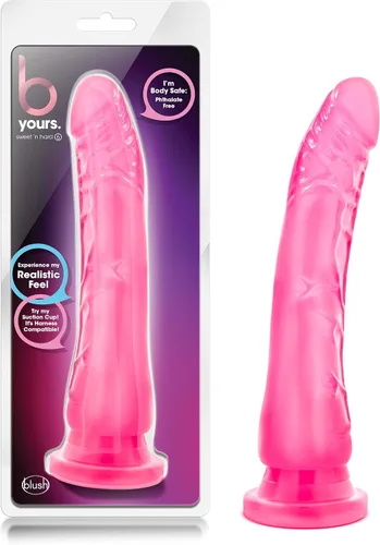 Vista 9 de Blush B Yours Sweet n Hard 6 - Consolador realista de 8.5 pulgadas de grosor con fuerte ventosa y compatibilidad de arnés, pene suave para juego Azul