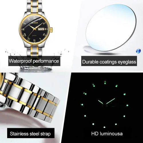 Vista 5 de OLEVS Fashion Watches for Women Waterproof Analog Quartz Wrist Watches for Women Stainless Steel Calendar Watch