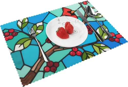 Vista 17 de Rectangular Placemats Set of 4, Heat Resistant Cat Printed Kitchen Dining Table Mats