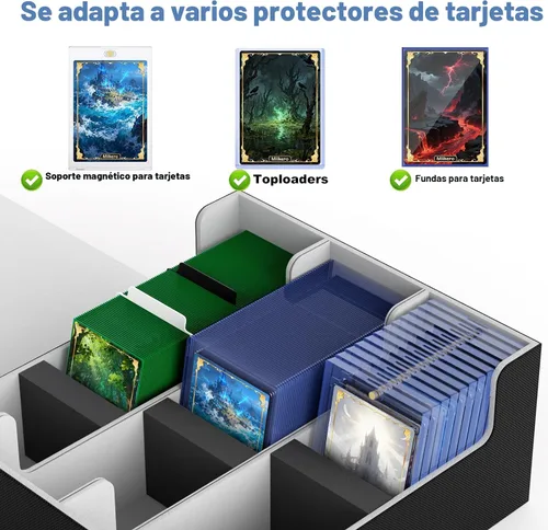 Vista 2 de Mlikero Caja de Cubierta de Cartas para Tarjetas Comerciales 1800+, Caja de Almacenamiento de Tarjetas Comerciales Compatible con Toploader