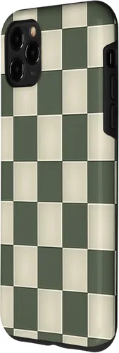 Vista 2 de Funda para iPhone 11 Pro Max con patrón de tablero de ajedrez verde salvia