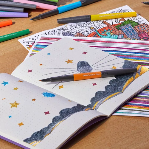 Vista 5 de Paper Mate Flair - Bolígrafos metálicos de punta de fieltro, colección City Lights, colores surtidos brillantes, tinta premium, 8