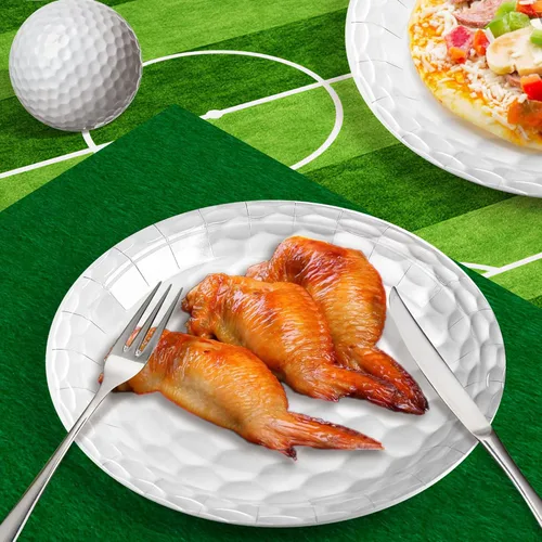 Vista 4 de Mototo Paquete de 120 platos de papel de pelota de golf, platos de papel de golf de 7 pulgadas y 9 pulgadas, vajilla desechable para cena de postre