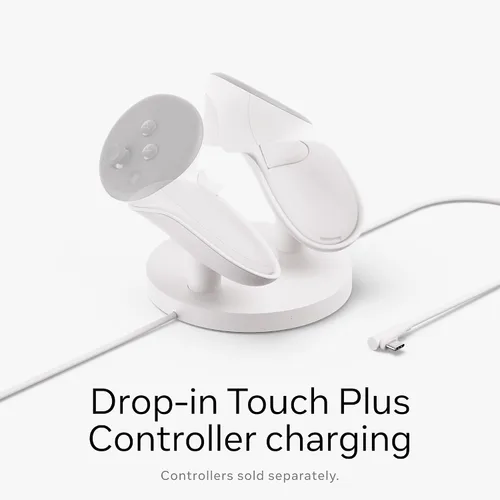 Vista 4 de Meta Quest Compact Charging Dock — Works with Meta Quest 3/3S — Extended Headset Charging Cable — Wireless Charging for Touch Plus Controllers