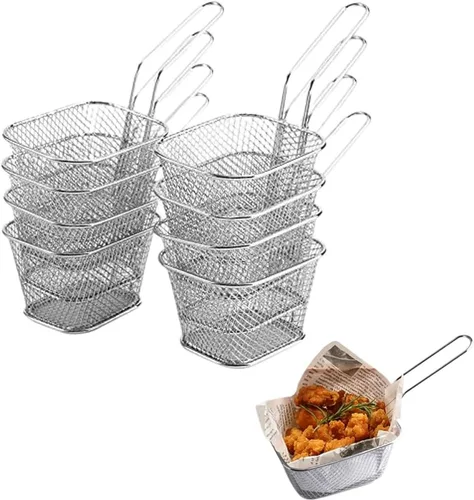 Vista 11 de Cesta de Papas Fritas de 2/4/8/12 Piezas, Mini Cesta Cuadrada para Papas Fritas Francesas Portador de Chips Alimentarios Cestas de Snacks