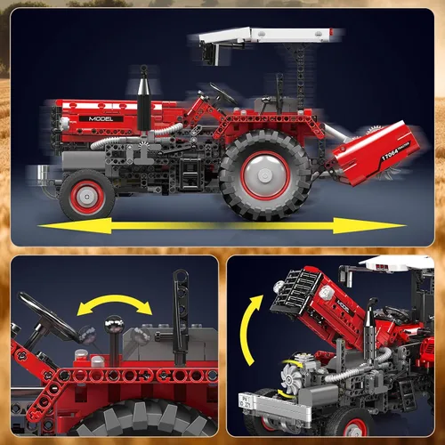 Vista 4 de Mould King Modelo de tractor técnico 17064, máquina cosechadora de bloques de construcción de 1857 piezas, vehículos controlados a distancia