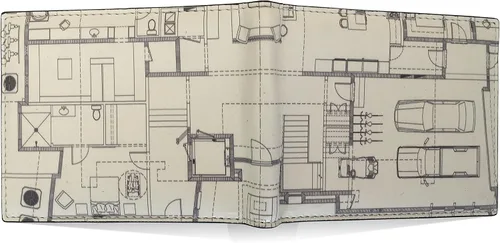 Vista 6 de ArcPress Cartera plegable moderna con bloqueo RFID con acabado de madera hormigón y diseño arquitectónico plano de suelo Plan de piso S