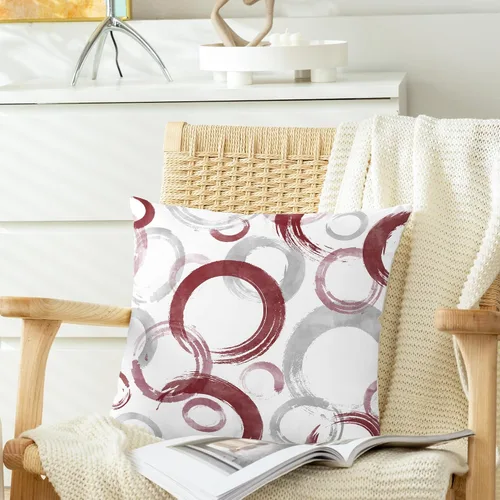 Vista 3 de CaliTime Juego de 2 fundas de almohada decorativas con estampado de círculos geométricos de tinta y lavado, para sofá, cama, decoración de casa