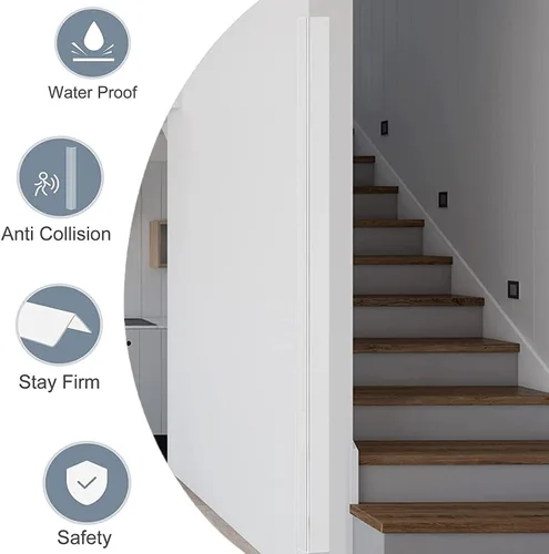 Vista 5 de Protector de esquina de pared, paquete de 2 protectores de esquina autoadhesivos para paredes Clear Corner Guard for Walls, 1.57" W x 35.4" L
