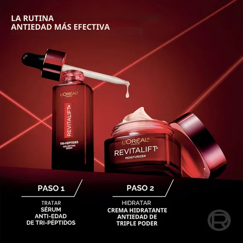 Vista 6 de L'Oreal Paris Revitalift Triple Power Suero Facial Desafiante de la Edad, Suero Anti Envejecimiento con 3 Beneficios en 1, Reduce las Arrugas