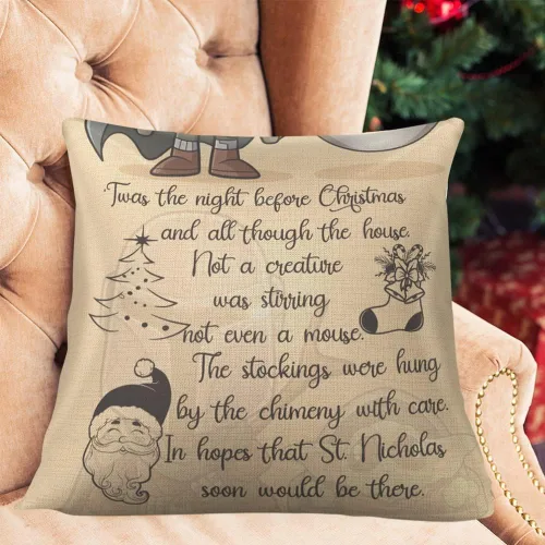 Vista 6 de Funda de cojín de Navidad, Twas The Night Before Christmas, Not A Creature Was Stirring, algodón lino 18 x 18 pulgadas, sin relleno de almohada