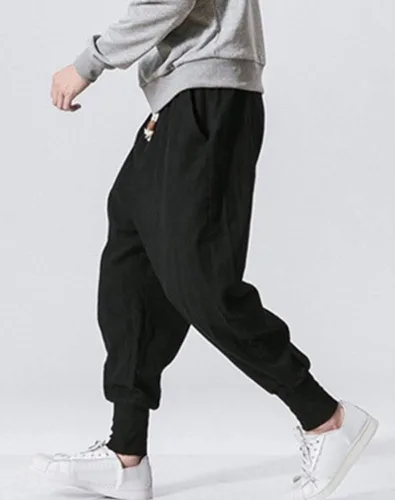 Vista 3 de LifeHe Pantalones harén holgados de lino para hombre