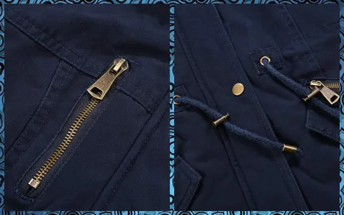 Vista 4 de Bellivera Chaqueta tipo parka de sarga para mujer, abrigo largo cálido con capucha y cuello de piel sintética
