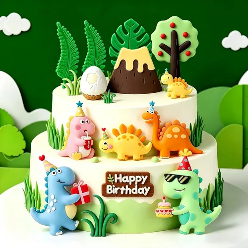 Vista 4 de Decoración de pastel de dinosaurio para tartas de cumpleaños