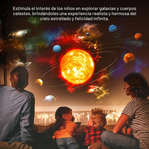 Vista 6 de Proyector Galaxy Pro para dormitorio, proyector de estrellas planetario 13 en 1 con sistema solar y constelación, luz nocturna para techo, rotación