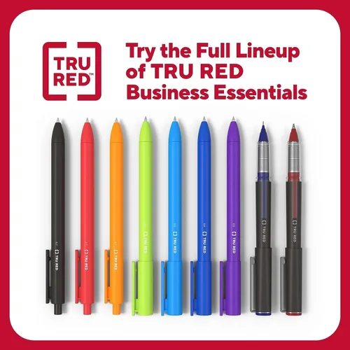 Vista 9 de STAPLES TRU RED Bolígrafos de gel retráctiles, punta media de 0.028 in, colores de tinta surtidos, paquete de 5 bolígrafos de secado rápido