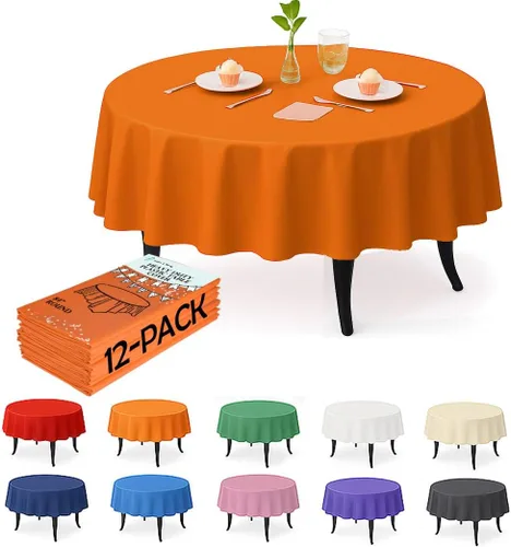 Vista 24 de Paquete de 12 manteles de plástico negro – Cubiertas de mesa desechables de 54 x 108 pulgadas para mesas rectangulares, resistentes y resistentes al