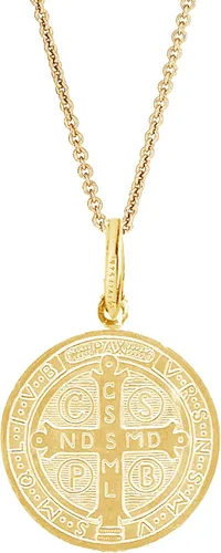 Vista 2 de Ritastephens Collar con colgante de medalla de San Benito en tono dorado de plata de ley (2 tamaños)