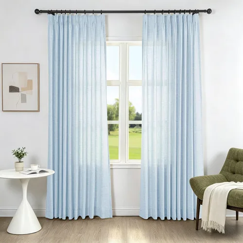Vista 21 de Fcosie Cortinas plisadas filtrantes de luz para sala de estar, dormitorio, granja Kithcen, protección de privacidad, mezcla de lino, 2 paneles, 50