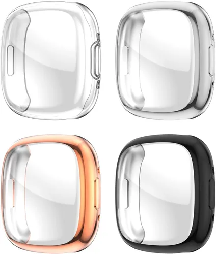 Vista 12 de Rc-Z [Paquete de 4] Funda protectora de pantalla para Fitbit Versa 4/Fitbit Sense 2, TPU antiarañazos, cubierta completa, accesorios