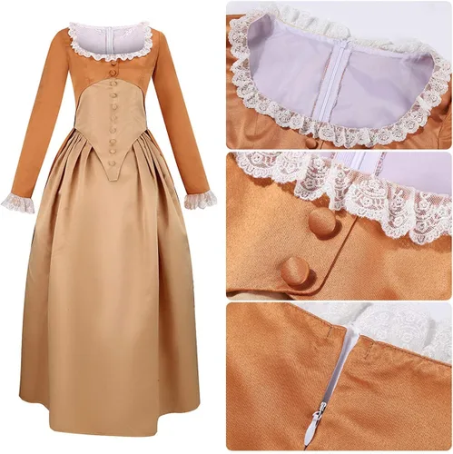 Vista 5 de Yejue Royal Colonial - Disfraz de princesa para niña, Hamilton Elizabeth Schuyler, Angelica Peggy Cosplay Kid Victorian Dress