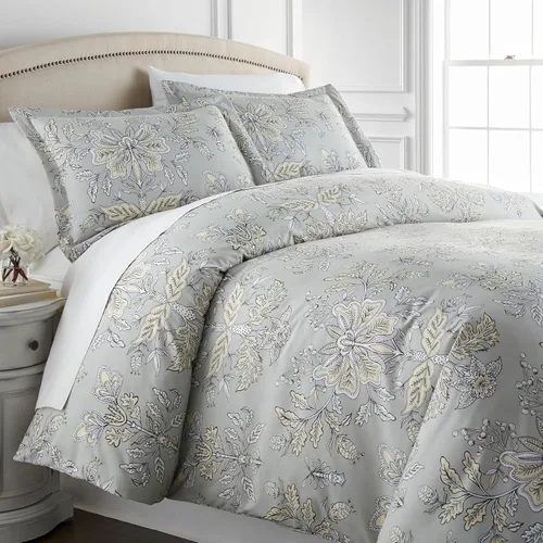 Vista 39 de Southshore Fine Linens - Juego de fundas para edredón de gran tamaño, 3 piezas 22 - Boho Paisley Azul Ceniza