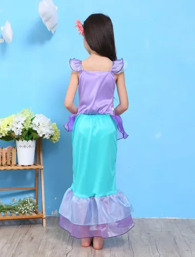 Vista 7 de Little Girls Princess Mermaid Costume for Girls Dress Up with Accessory for Christmas Birthday Party Supplies