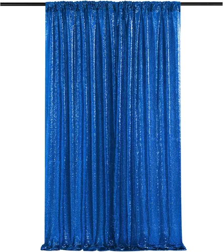 Vista 53 de Cortinas de fondo de lentejuelas con purpurina azul bebé, 2 piezas de 2 x 8 pies, telón de fondo de fiesta de baby shower para niños, hermosas