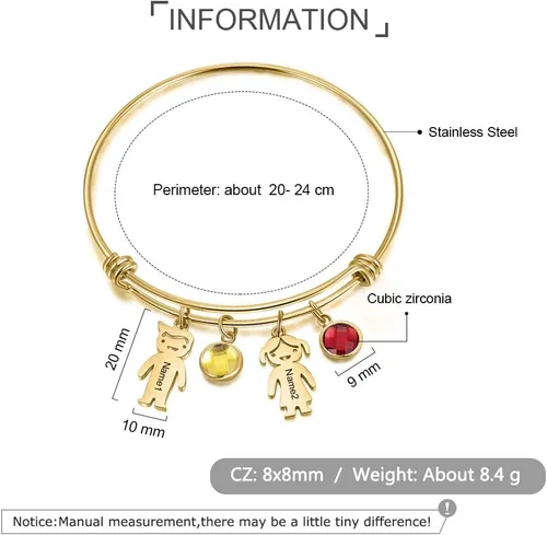 Vista 3 de kaululu Regalos personalizados para mujeres, pulsera de mamá con nombres de niños, pulseras de acero inoxidable para mujer, regalos de cumpleaños