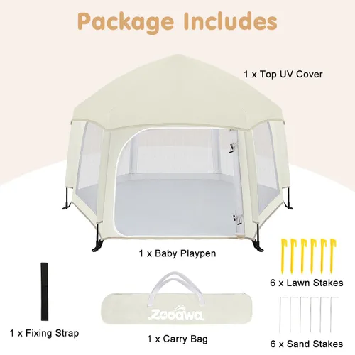 Vista 9 de Corralito desplegable para bebé, corralito portátil para bebés y niños pequeños con sombras extraíbles y 2 cubiertas UV laterales, corralito ligero