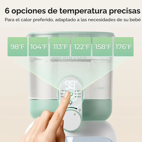 Vista 5 de Momcozy Calentador de agua de doble luz para alimentación nocturna, calentador de biberones instantáneo para hacer fórmula, capacidad de 57 onzas