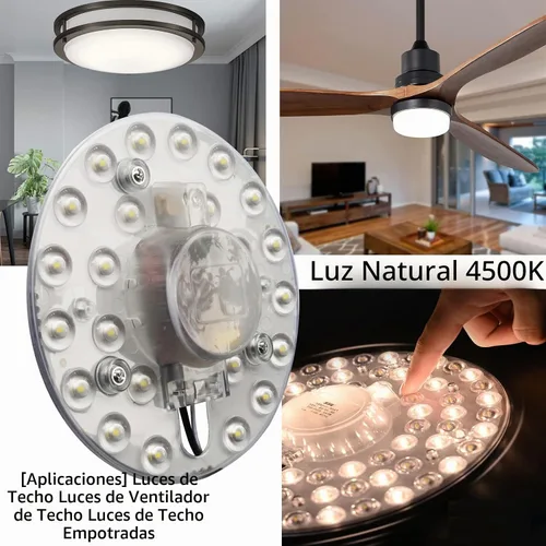 Vista 6 de Kit de luz LED de 15 W de repuesto para ventilador de techo de montaje empotrado, panel de tablero de reequipamiento del motor LED, 4500K