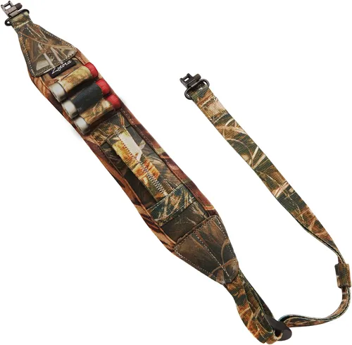 Vista 8 de ZYLORA Shotgun Sling with Quick-Grab Handle, 3 Shell Holders and Swivels Fits 12 gauge shotguns with swivel studs; Neoprene comfort pad