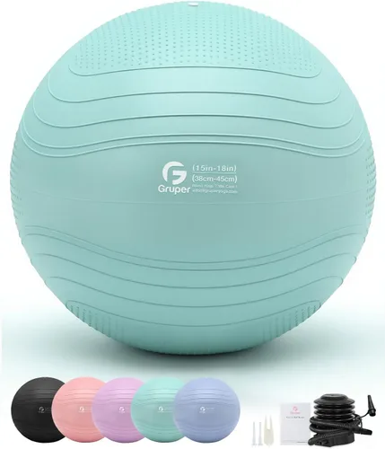 Vista 13 de Gruper Pelota de yoga, pelota de ejercicio extra gruesa para entrenamiento y estabilidad durante el embarazo, 4 tamaños, pelota de equilibrio