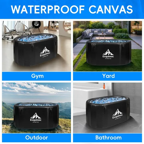 Vista 6 de Bañera de hielo, bañera inflable de 216 galones con termómetro y alfombrilla absorbente de agua, bañera portátil para recuperación en exteriores e