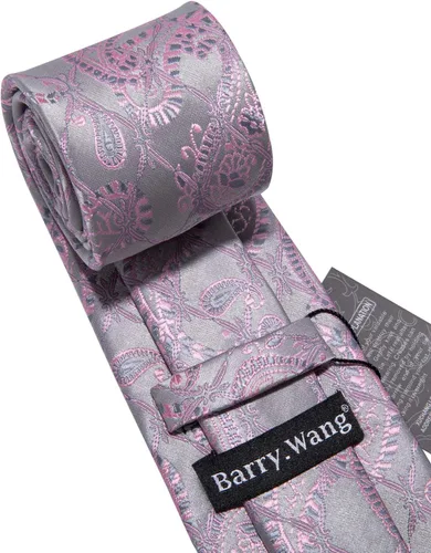 Vista 190 de Barry.Wang - Juego de corbata de seda para hombre, diseño de cachemira, pañuelo y gemelos de bolsillo